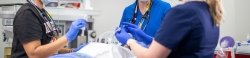 Nurse anesthesia students in simulated operating room.