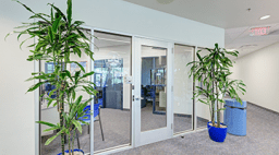 Doors to enter Barrel IV building at the Glendale campus.