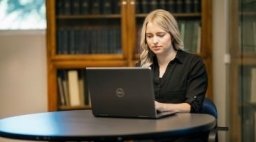 Student using laptop