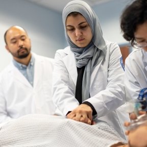 Students in the simulation center