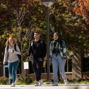 Students walking on campus