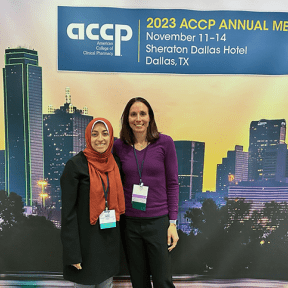 Sara Salama and Christie Schumacher at the 2023 American College of Clinical Pharmacy Meeting.