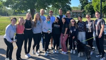 Midwestern University community and guests participate in a suicide prevention walk. 