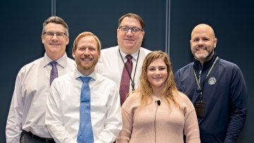 Members of the faculty panel who gave the medical students the lecture in a group photo.