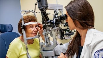 Woman getting her eyes examed