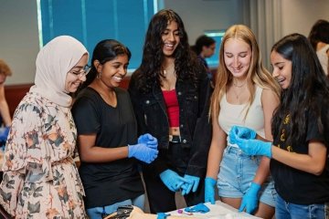 High school students participate in hands-on labs at Midwestern University's summer Health Careers Institute for High School Students