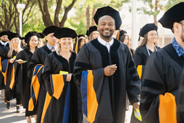 2025 College of Health Science graduates on the Glendale Campus processing to commencement