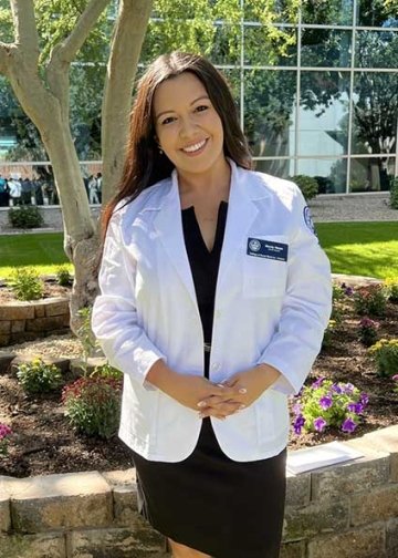 Mandy Welsh in her white coat