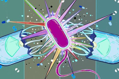 Artisitic rendering of pill broken in half