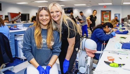 Mom and daughter at career day.