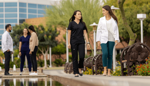 students walking on campus