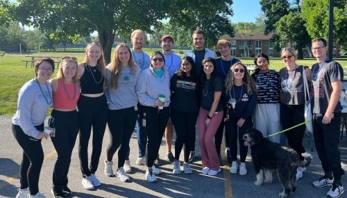 Midwestern University community and guests participate in a suicide prevention walk. 