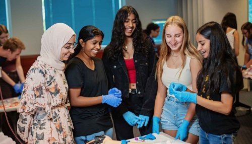 High school students participate in hands-on labs at Midwestern University's summer Health Careers Institute for High School Students