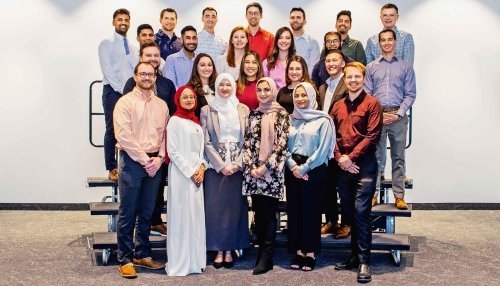 Students from March 2023 Gold Humanism Honor Society standing.