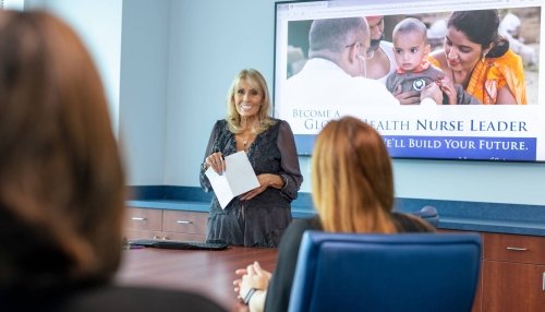 Nursing presentation with faculty members.