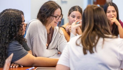 Speech Language Pathology students participating in a class project.