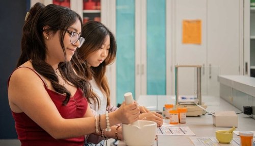 High school students in Pharmacy Lab.