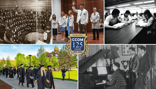 Collage of CCOM past & present campus images