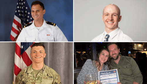 Collage photo of medical students who received military residency matches.