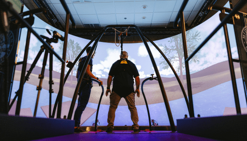 The CAREN virtual reality system, one of only a few in the U.S., is a state-of-the-art tool for patient care and research on the Glendale Campus.