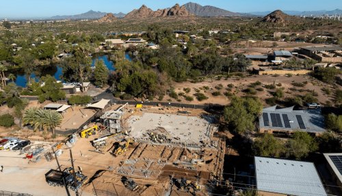 Overhead view of the construction of the new Zoological Medical Institute at the Phoenix Zoo.