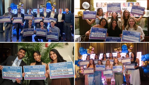 CCOM students hold up Match Day signs