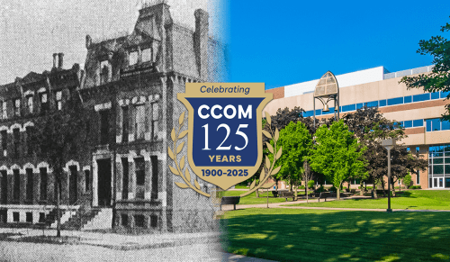 Collage of CCOM past & present campus images
