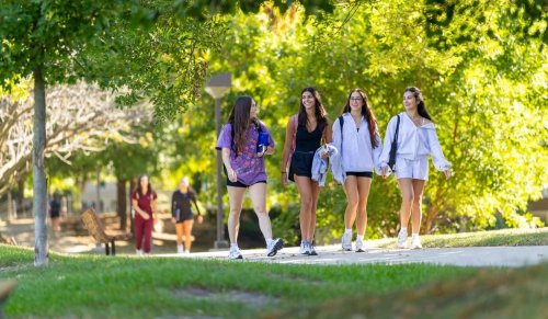students walking on IL campus