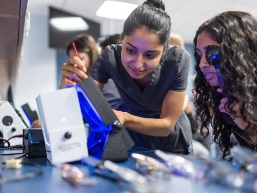 Optometry students in lab