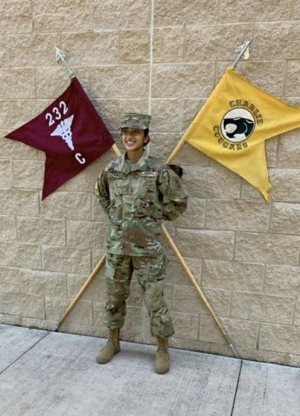 Mihika in the National Guard uniform.