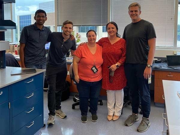 Srujith Medharametla, Kevin Kowal, Karyn DiNovo, Dr. Isabel Martinez-Pena y Valenzuela, and Garrett Borger.