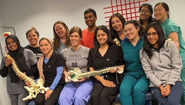 Advocate Christ Medical Center residents also worked on OMM techniques.