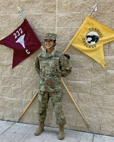 Mihika in the National Guard uniform.