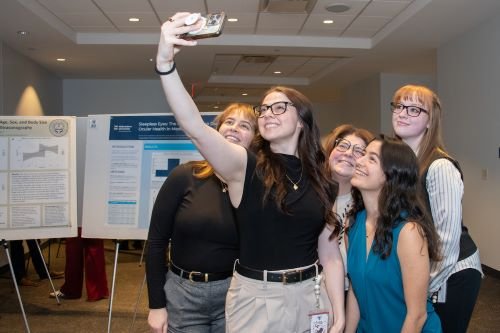 Group of students take selfie