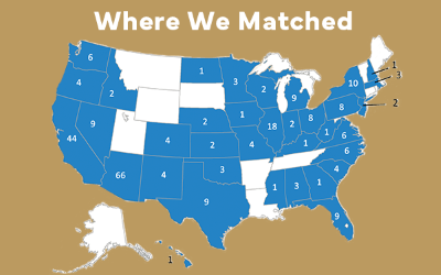AZCOM graduates placed in residencies in various states across the country.